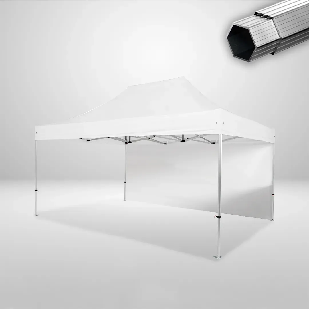 Carpa Plegable 3x4.5 m, Gama PLUS 40mm, 1 lateral liso, blanco