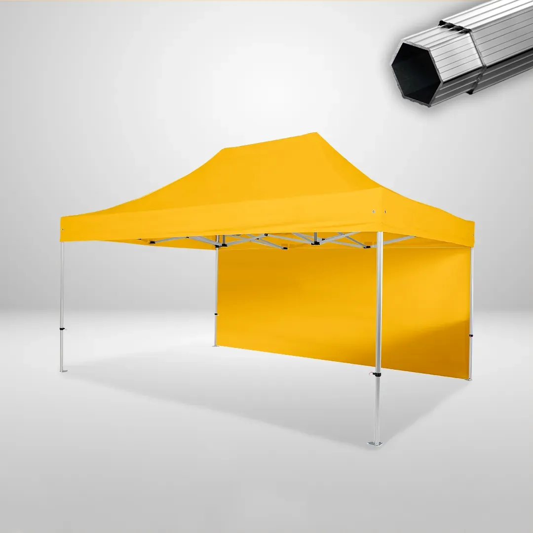 Carpa Plegable 3x4.5 m, Gama PLUS 40mm, 1 lateral liso, amarillo