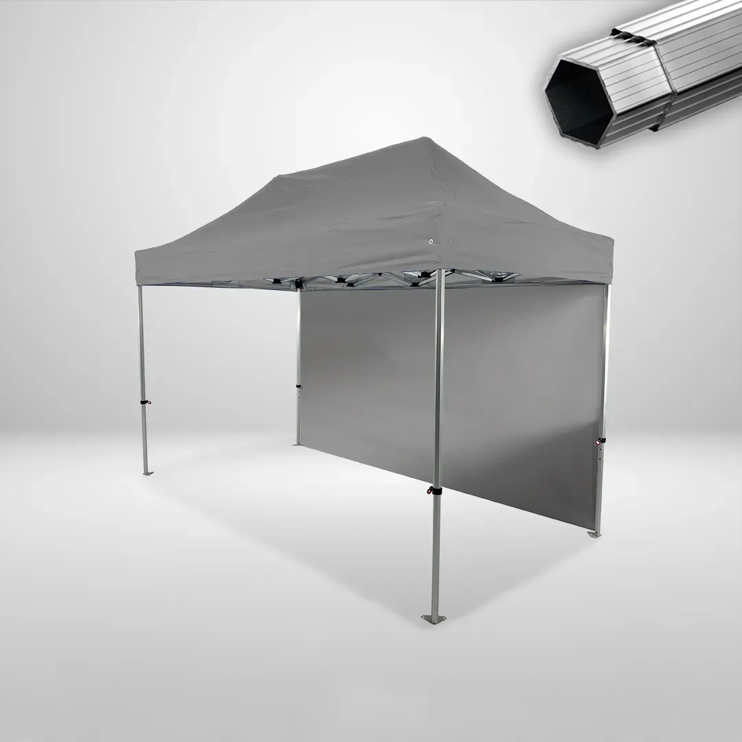 Carpa Plegable 4x2 m, Gama PLUS 40mm, 1 lateral liso, gris 1 Carpa Plegable 4x2 m, Gama PLUS 40mm, 1 lateral liso, gris