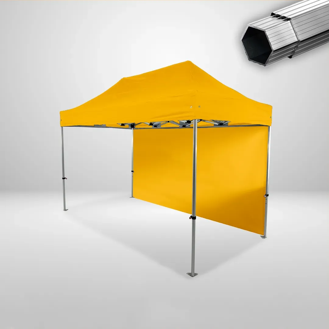 Carpa Plegable 4x2 m, Gama PLUS 40mm, 1 lateral liso, amarillo 1 Carpa Plegable 4x2 m, Gama PLUS 40mm, 1 lateral liso, amarillo