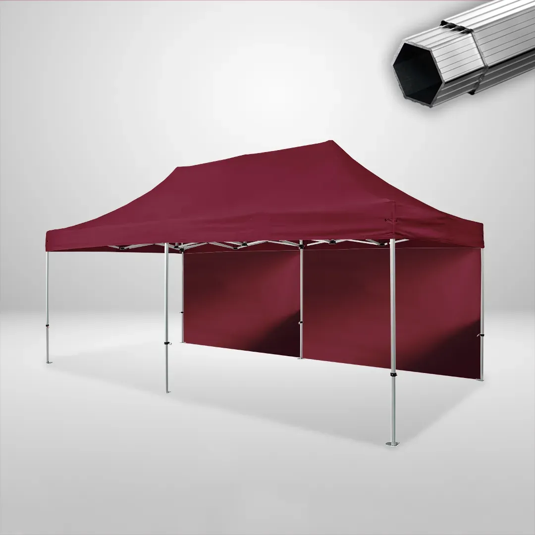 Carpa Plegable 6x3 m, Gama PLUS 40mm, 2 laterales lisos, burdeos 1 Carpa Plegable 6x3 m, Gama PLUS 40mm, 2 laterales lisos, burdeos