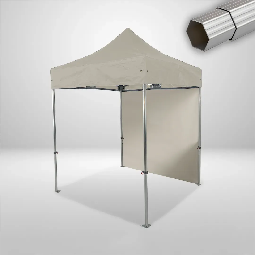 Carpa Plegable 2x2 m, Gama ELITE 50mm, 1 lateral liso, beige