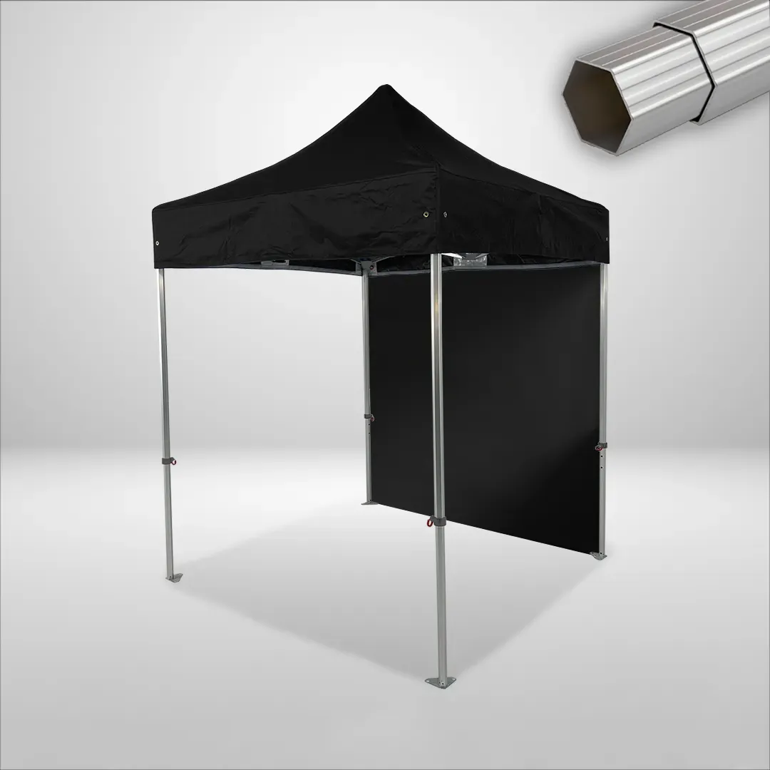 Carpa Plegable 2x2 m, Gama ELITE 50mm, 1 lateral liso, negro