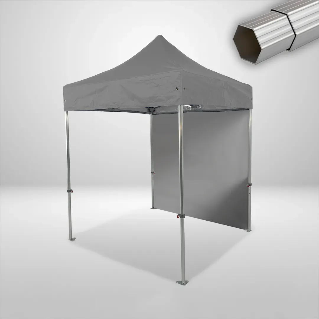 Carpa Plegable 2x2 m, Gama ELITE 50mm, 1 lateral liso, gris