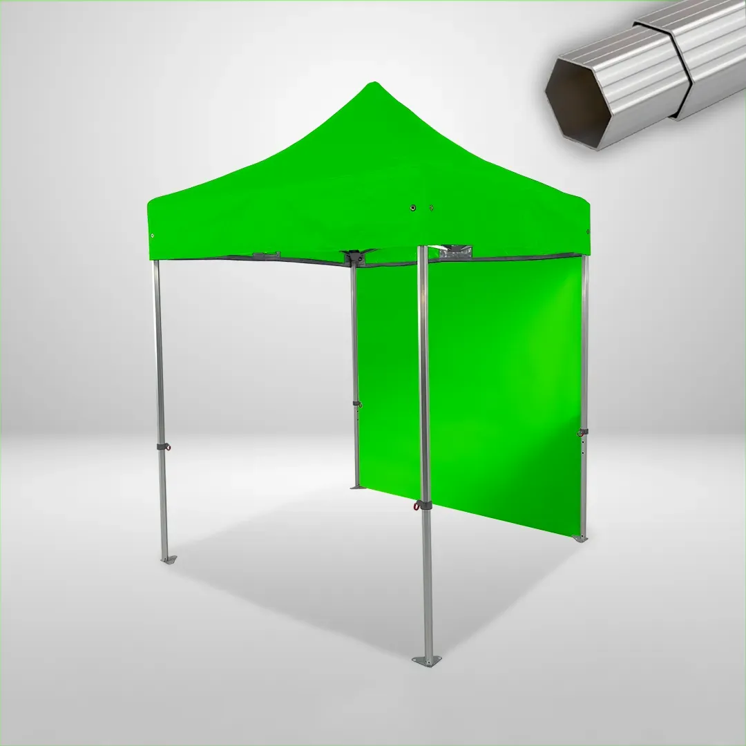 Carpa Plegable 2x2 m, Gama ELITE 50mm, 1 lateral liso, verde lima