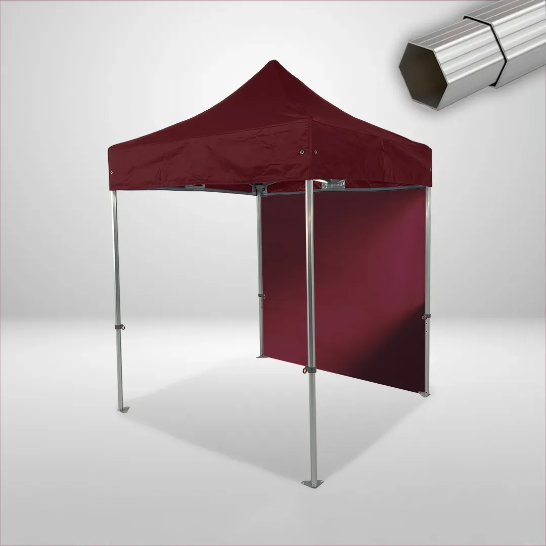 Carpa Plegable 2x2 m, Gama ELITE 50mm, 1 lateral liso, burdeos