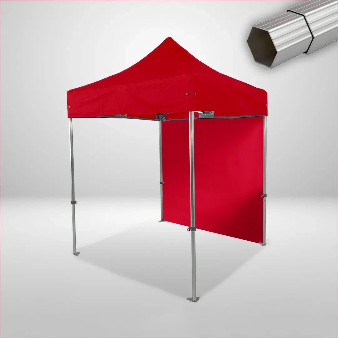 Carpa Plegable 2x2 m, Gama ELITE 50mm, 1 lateral liso, rojo