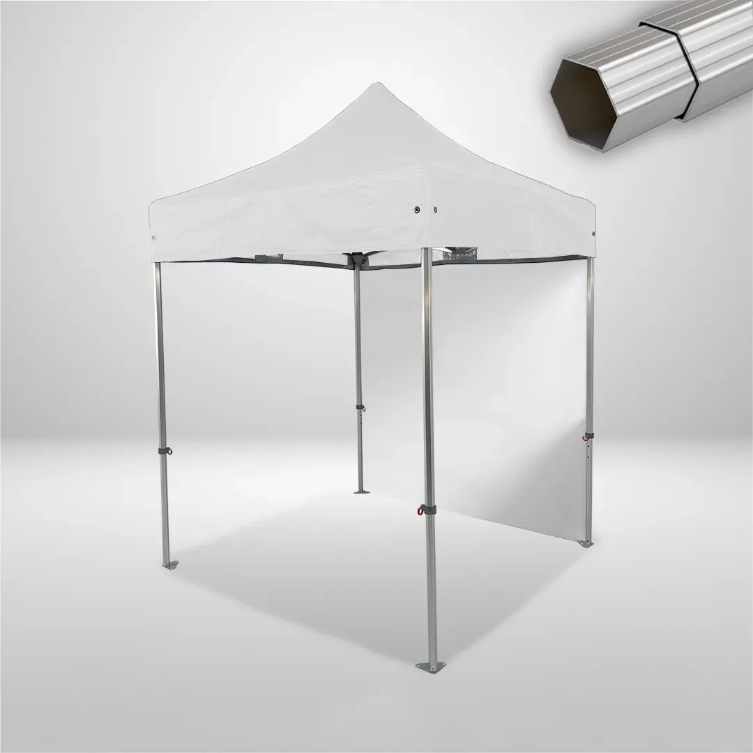 Carpa Plegable 2x2 m, Gama ELITE 50mm, 1 lateral liso, blanco