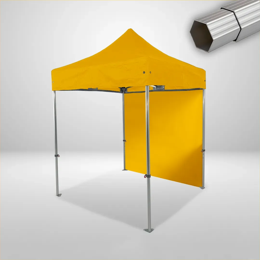 Carpa Plegable 2x2 m, Gama ELITE 50mm, 1 lateral liso, amarillo