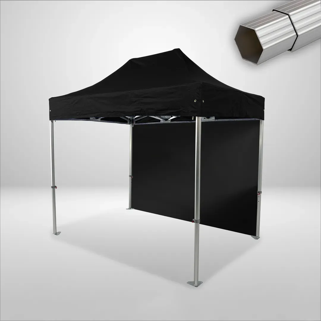 Carpa Plegable 3x2 m, Gama ELITE 50mm, 1 lateral liso, negro
