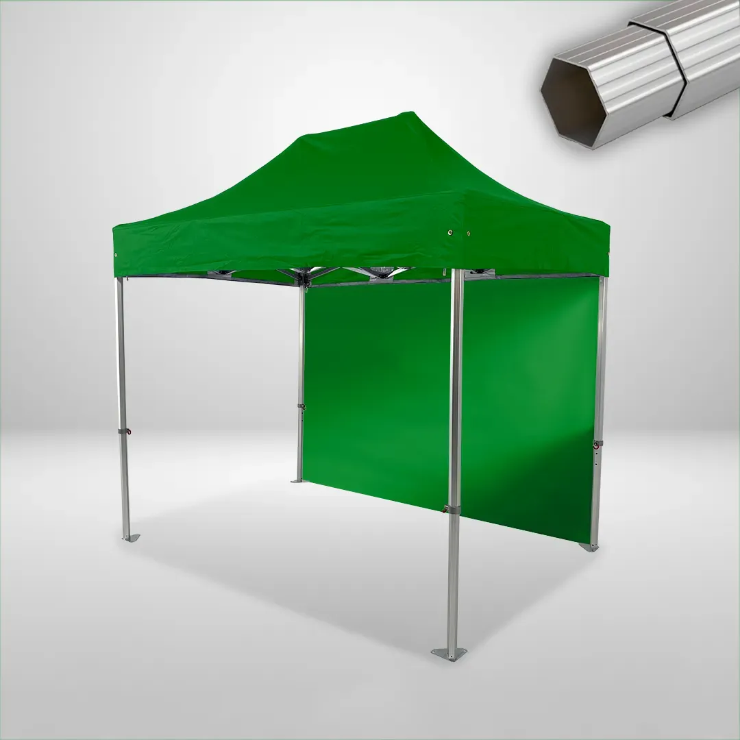 Carpa Plegable 3x2 m, Gama ELITE 50mm, 1 lateral liso, verde botella