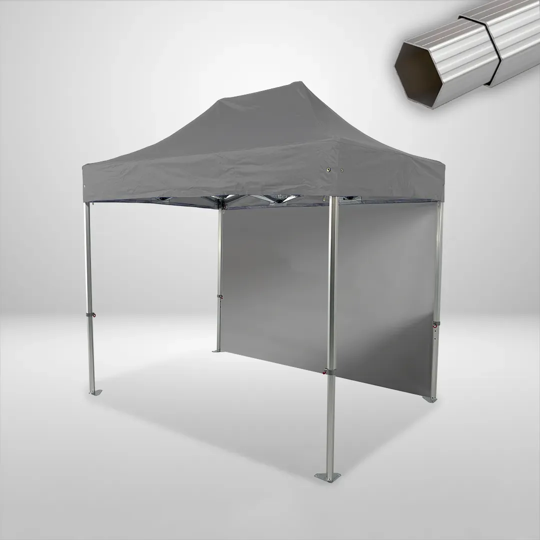 Carpa Plegable 3x2 m, Gama ELITE 50mm, 1 lateral liso, gris
