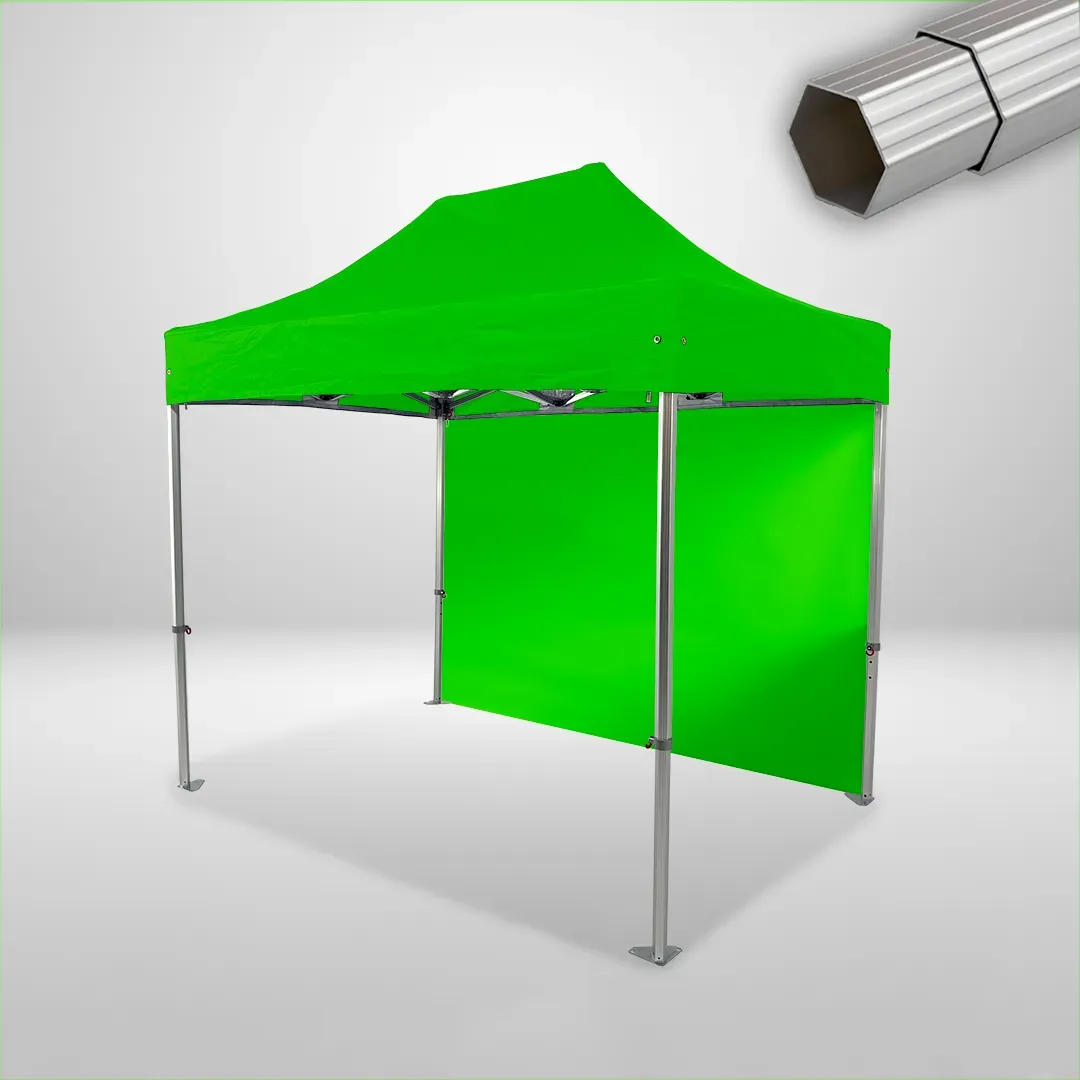 Carpa Plegable 3x2 m, Gama ELITE 50mm, 1 lateral liso, verde lima