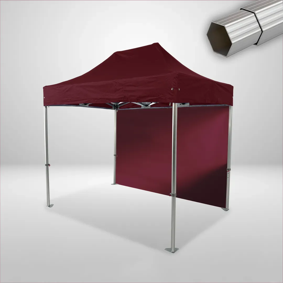 Carpa Plegable 3x2 m, Gama ELITE 50mm, 1 lateral liso, burdeos