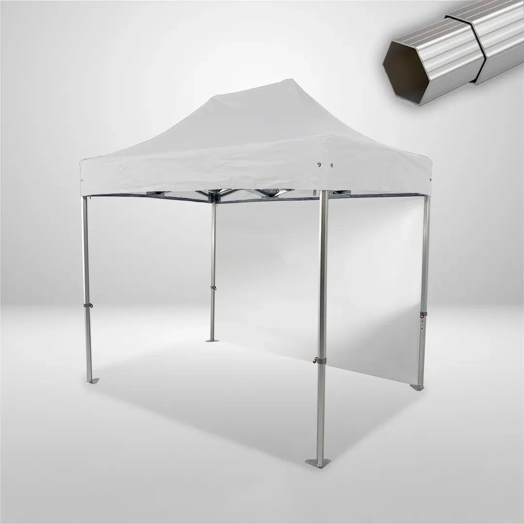 Carpa Plegable 3x2 m, Gama ELITE 50mm, 1 lateral liso, blanco
