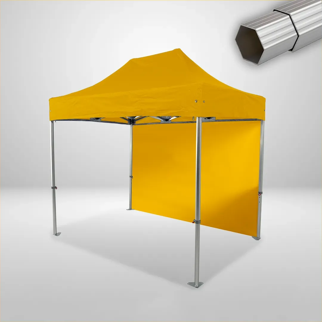 Carpa Plegable 3x2 m, Gama ELITE 50mm, 1 lateral liso, amarillo