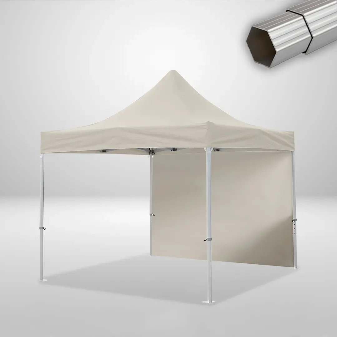 Carpa Plegable 3x3 m, Gama ELITE 50mm, 1 lateral liso, beige