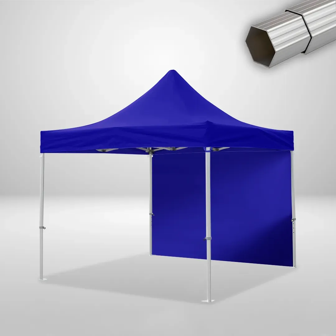 Carpa Plegable 3x3 m, Gama ELITE 50mm, 1 lateral liso, azul