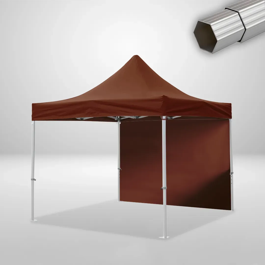 Carpa Plegable 3x3 m, Gama ELITE 50mm, 1 lateral liso, marron