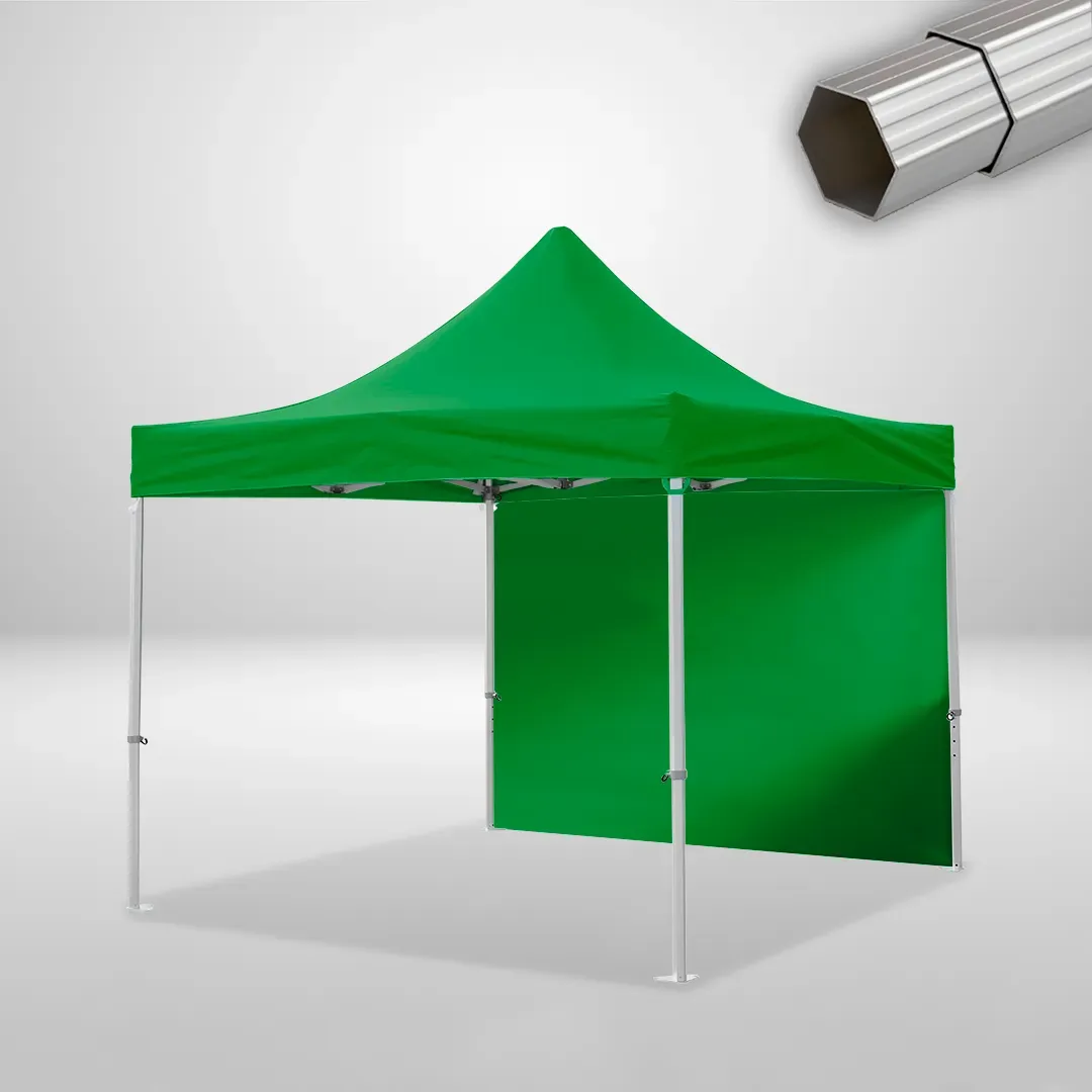 Carpa Plegable 3x3 m, Gama ELITE 50mm, 1 lateral liso, verde botella