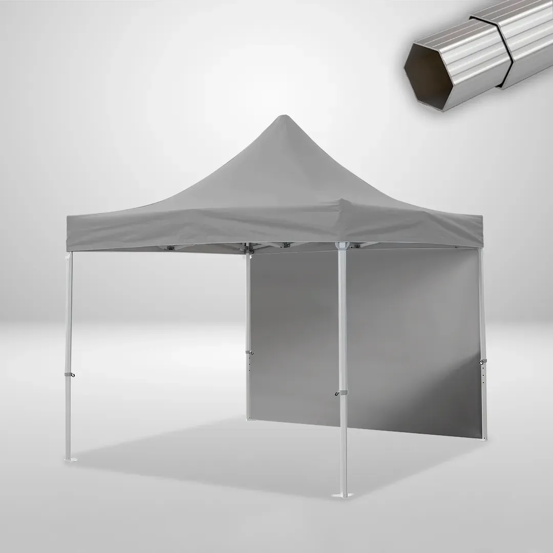 Carpa Plegable 3x3 m, Gama ELITE 50mm, 1 lateral liso, gris