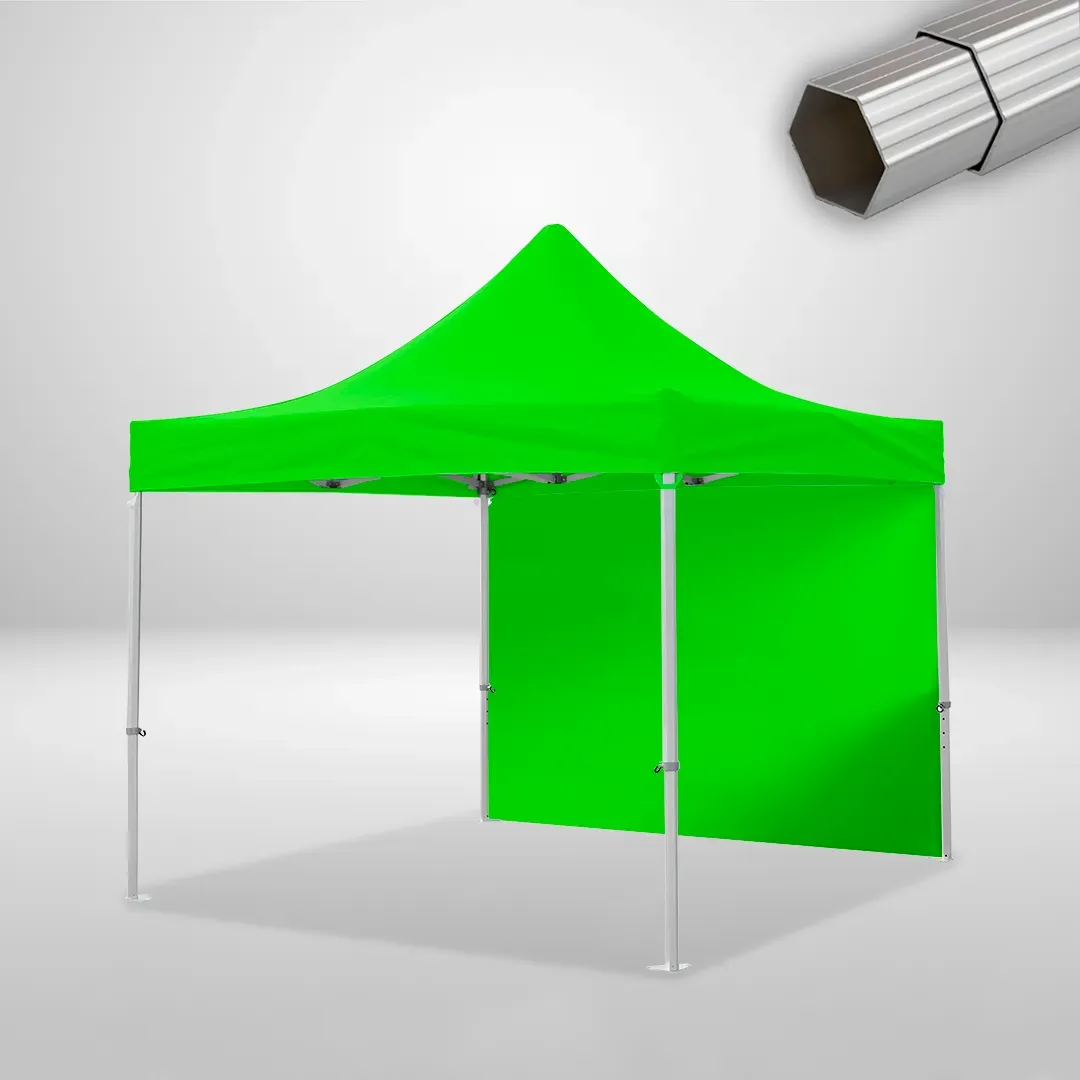 Carpa Plegable 3x3 m, Gama ELITE 50mm, 1 lateral liso, verde lima