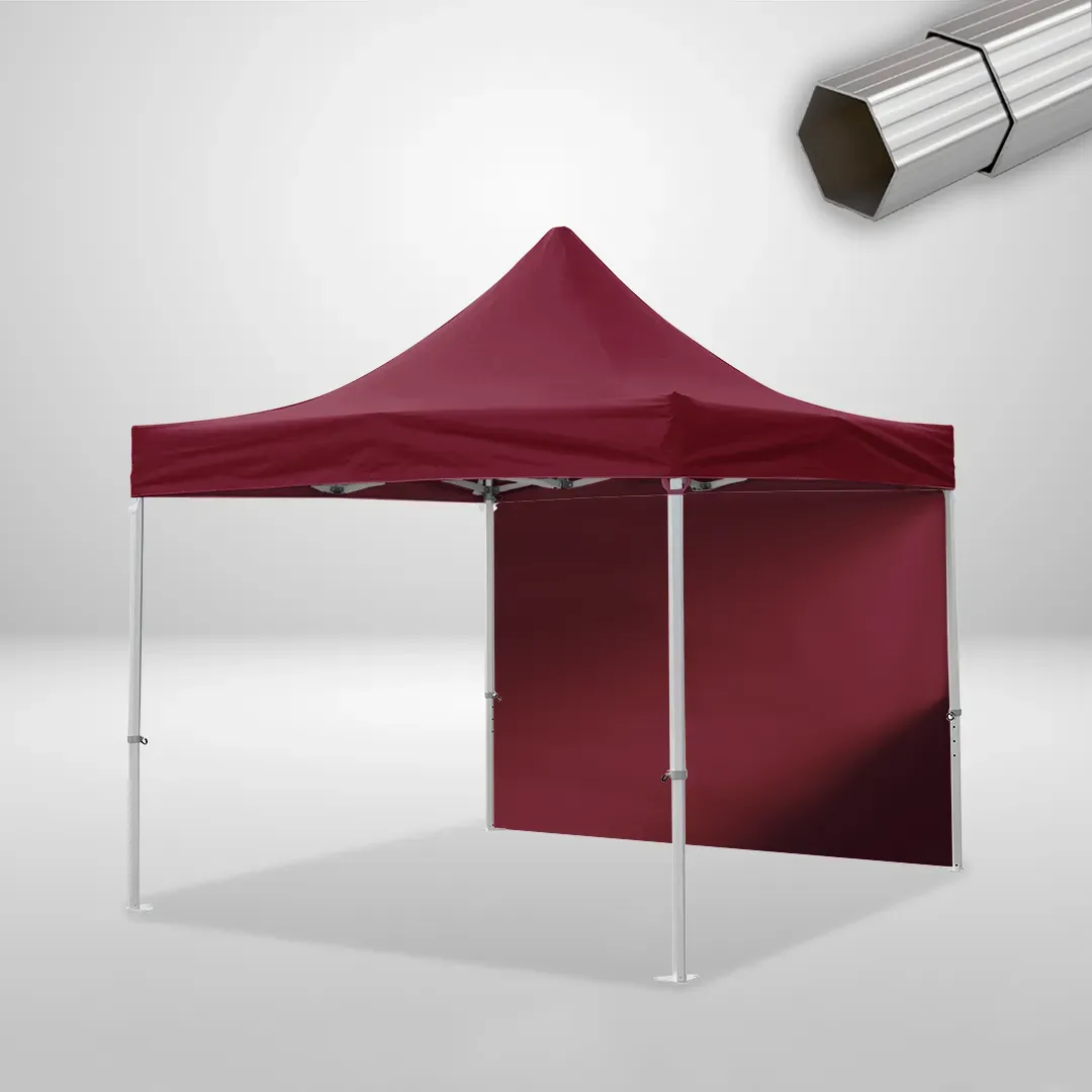 Carpa Plegable 3x3 m, Gama ELITE 50mm, 1 lateral liso, burdeos