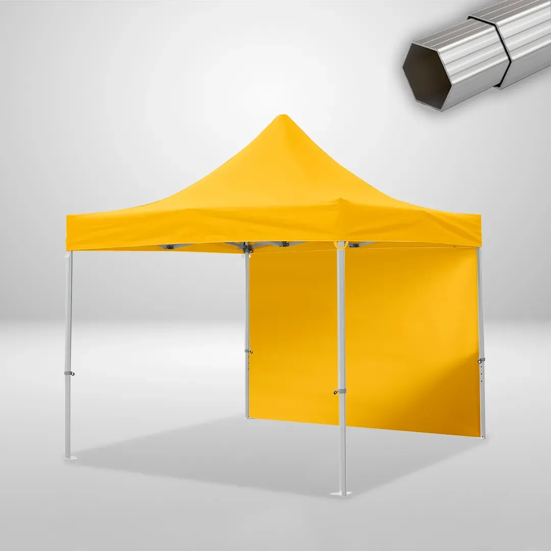 Carpa Plegable 3x3 m, Gama ELITE 50mm, 1 lateral liso, amarillo