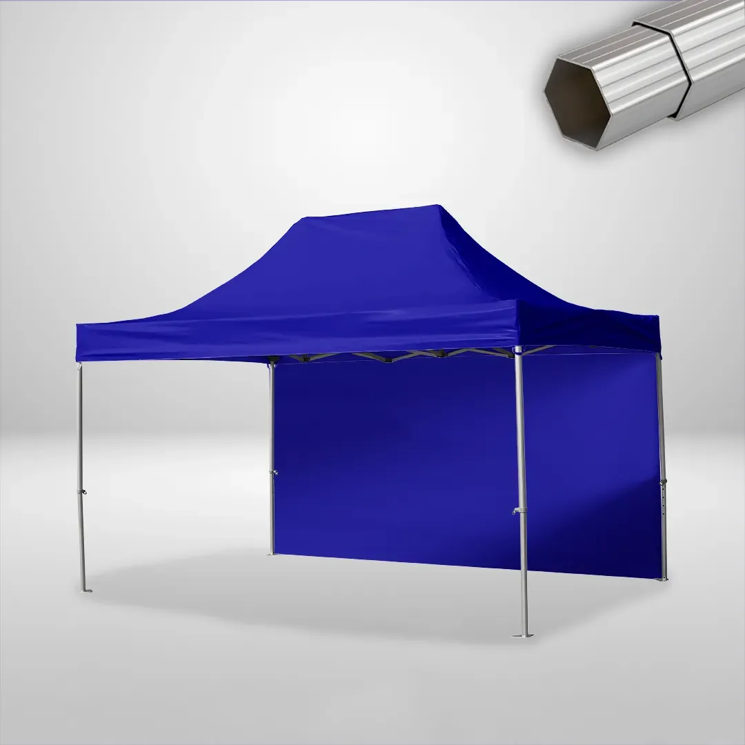 Carpa Plegable 3x4.5 m, Gama ELITE 50mm, 1 lateral liso, azul