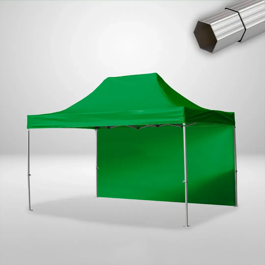 Carpa Plegable 3x4.5 m, Gama ELITE 50mm, 1 lateral liso, verde botella