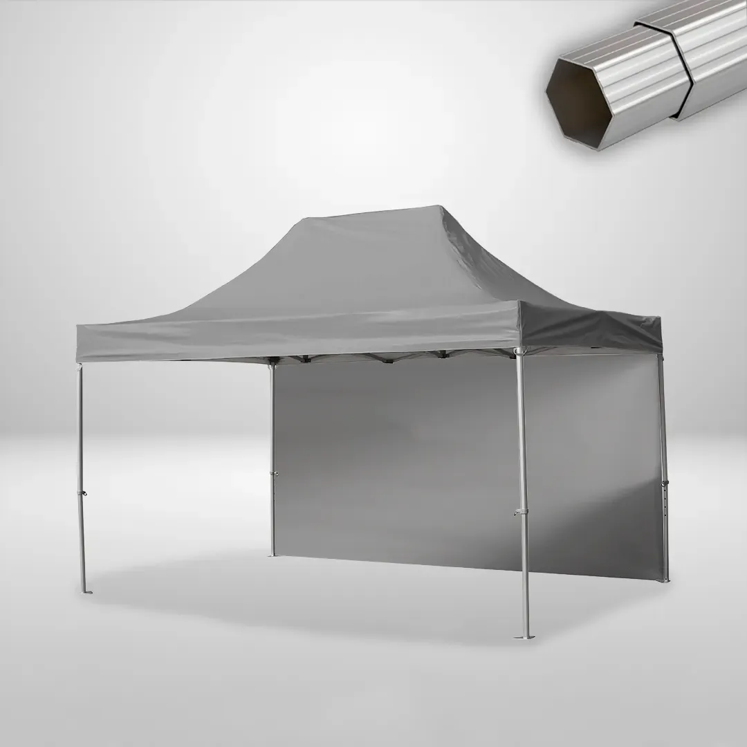 Carpa Plegable 3x4.5 m, Gama ELITE 50mm, 1 lateral liso, gris