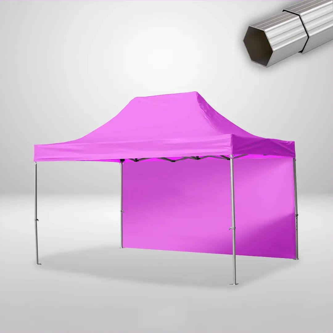Carpa Plegable 3x4.5 m, Gama ELITE 50mm, 1 lateral liso, rosa