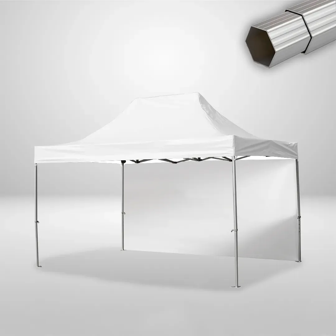 Carpa Plegable 3x4.5 m, Gama ELITE 50mm, 1 lateral liso, blanco