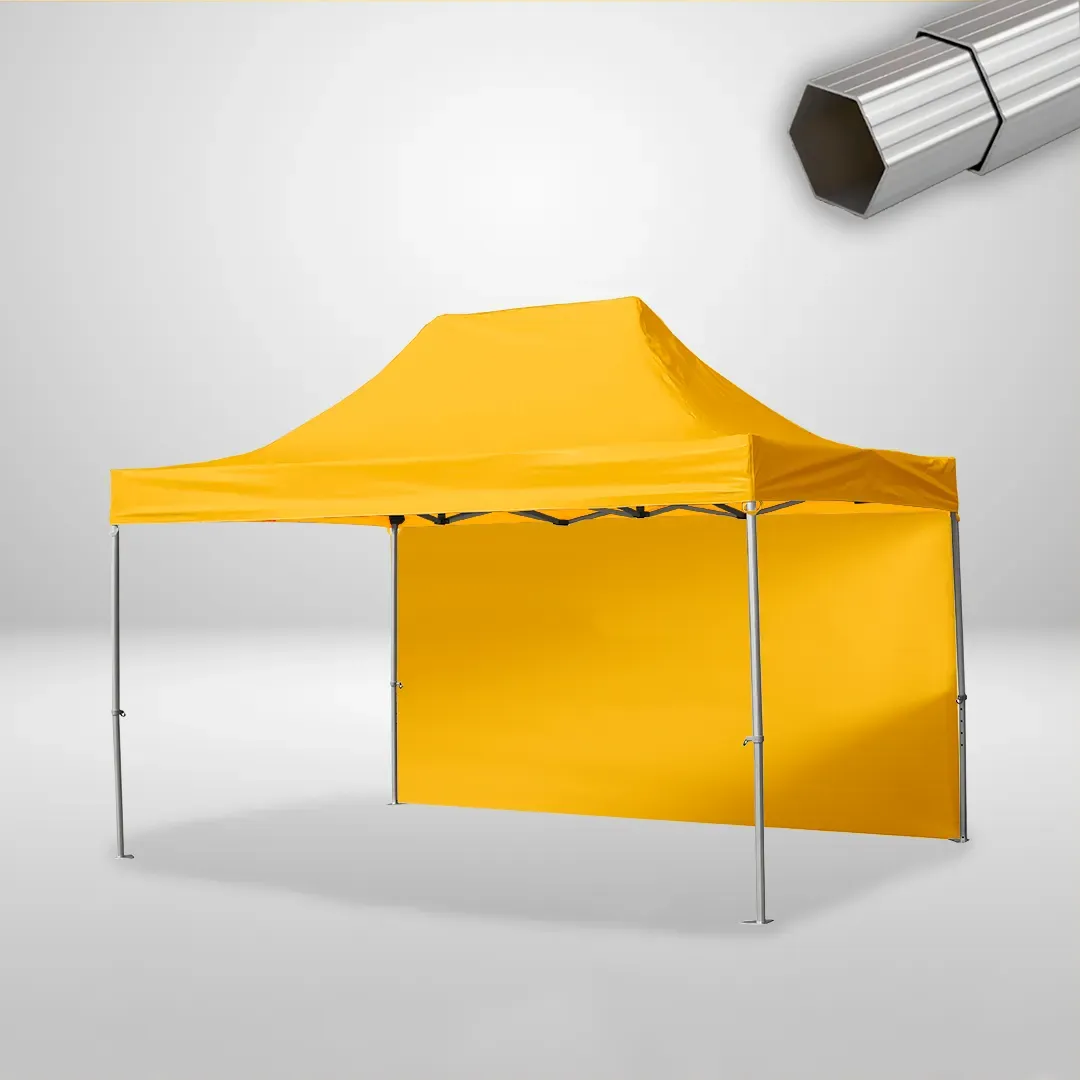 Carpa Plegable 3x4.5 m, Gama ELITE 50mm, 1 lateral liso, amarillo