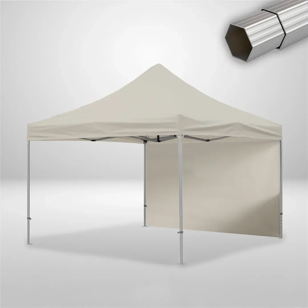 Carpa Plegable 4x4 m, Gama ELITE 50mm, 1 lateral liso, beige