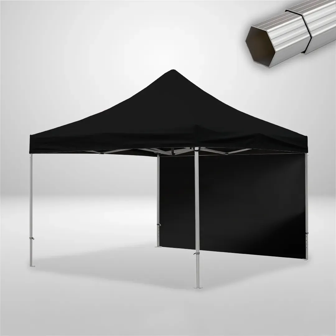 Carpa Plegable 4x4 m, Gama ELITE 50mm, 1 lateral liso, negro