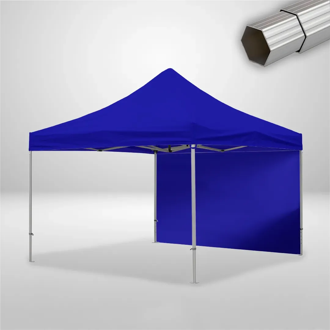 Carpa Plegable 4x4 m, Gama ELITE 50mm, 1 lateral liso, azul