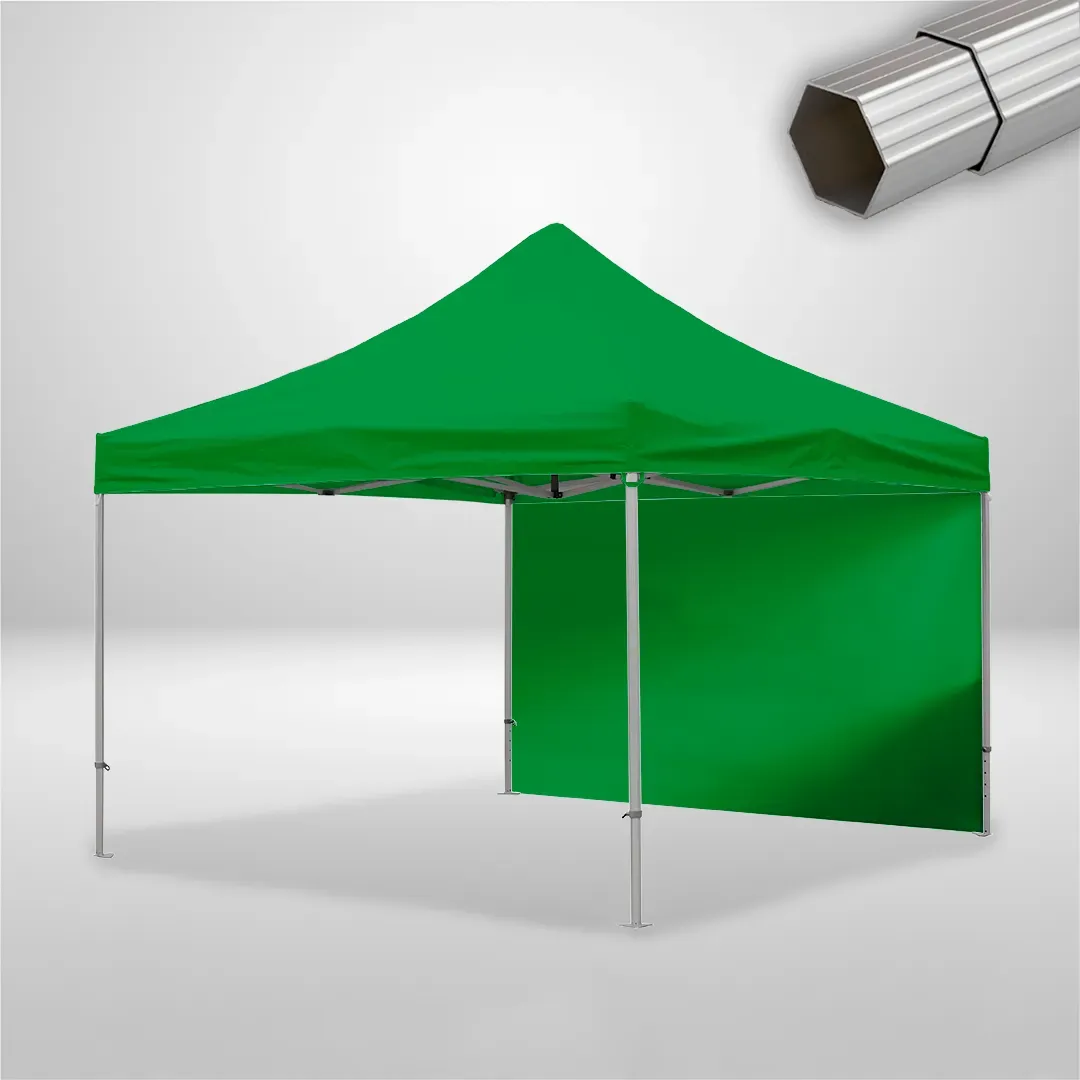 Carpa Plegable 4x4 m, Gama ELITE 50mm, 1 lateral liso, verde botella