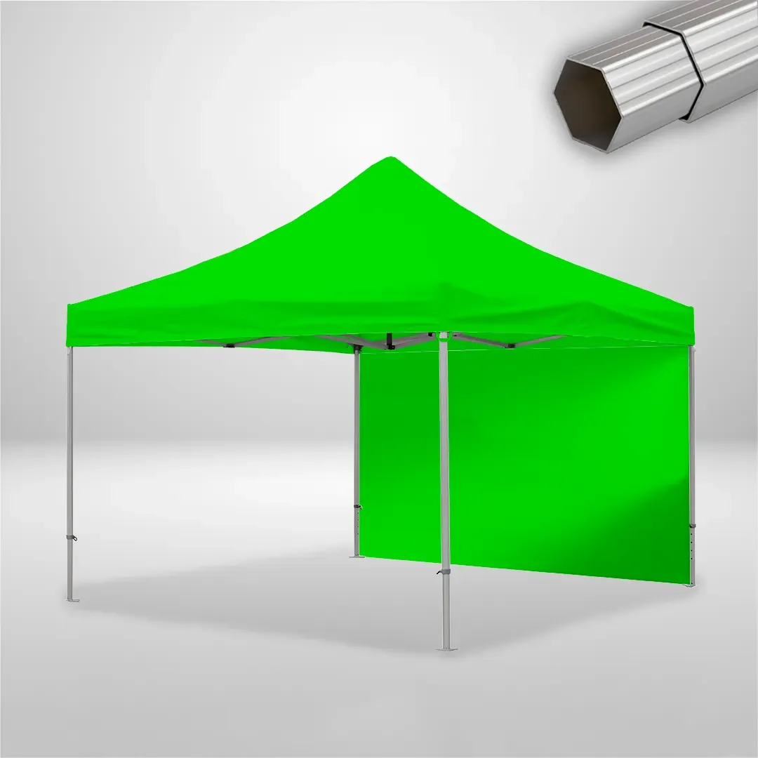 Carpa Plegable 4x4 m, Gama ELITE 50mm, 1 lateral liso, verde lima