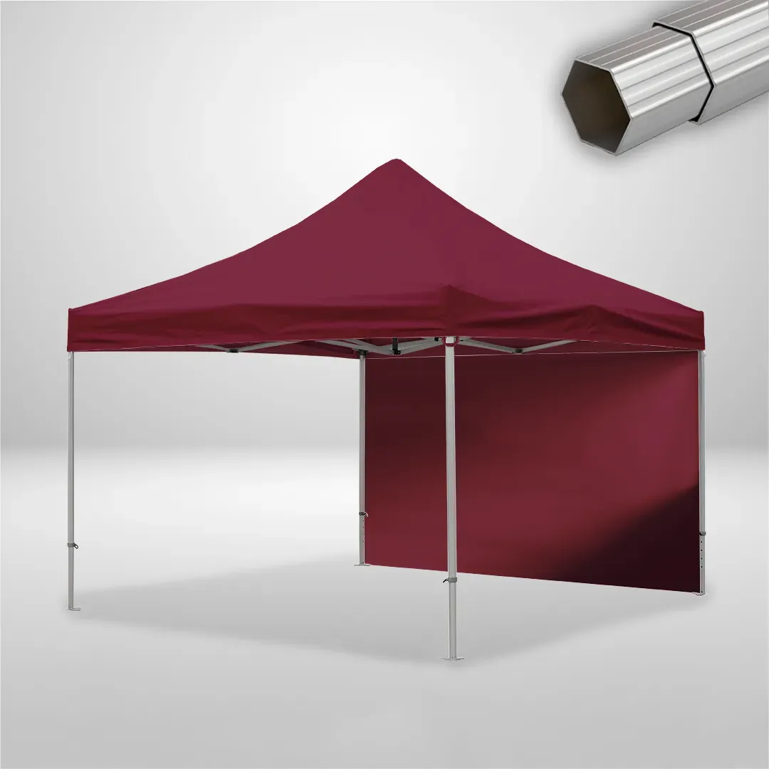 Carpa Plegable 4x4 m, Gama ELITE 50mm, 1 lateral liso, burdeos