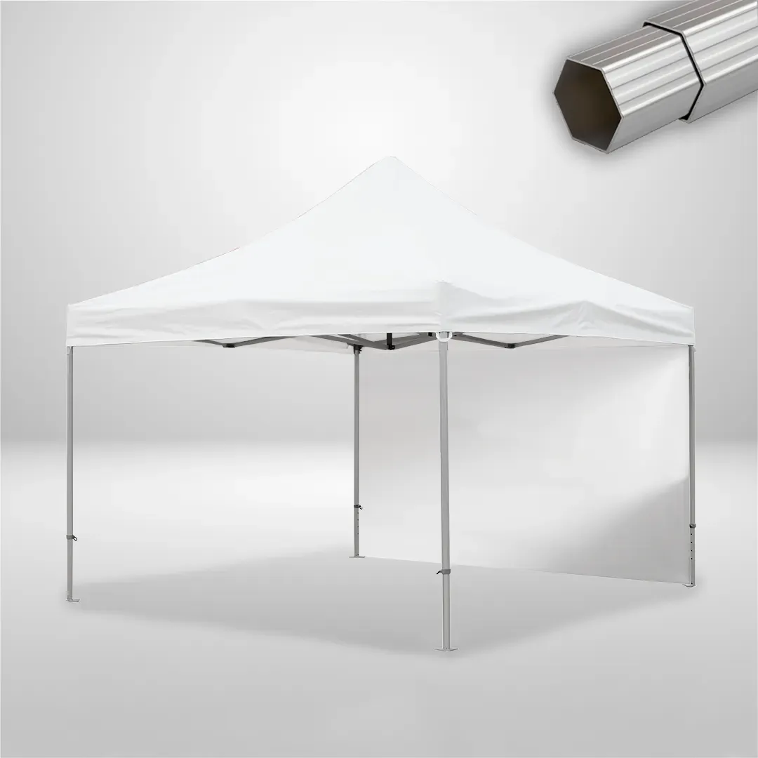 Carpa Plegable 4x4 m, Gama ELITE 50mm, 1 lateral liso, blanco