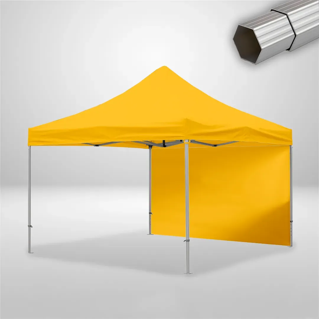 Carpa Plegable 4x4 m, Gama ELITE 50mm, 1 lateral liso, amarillo