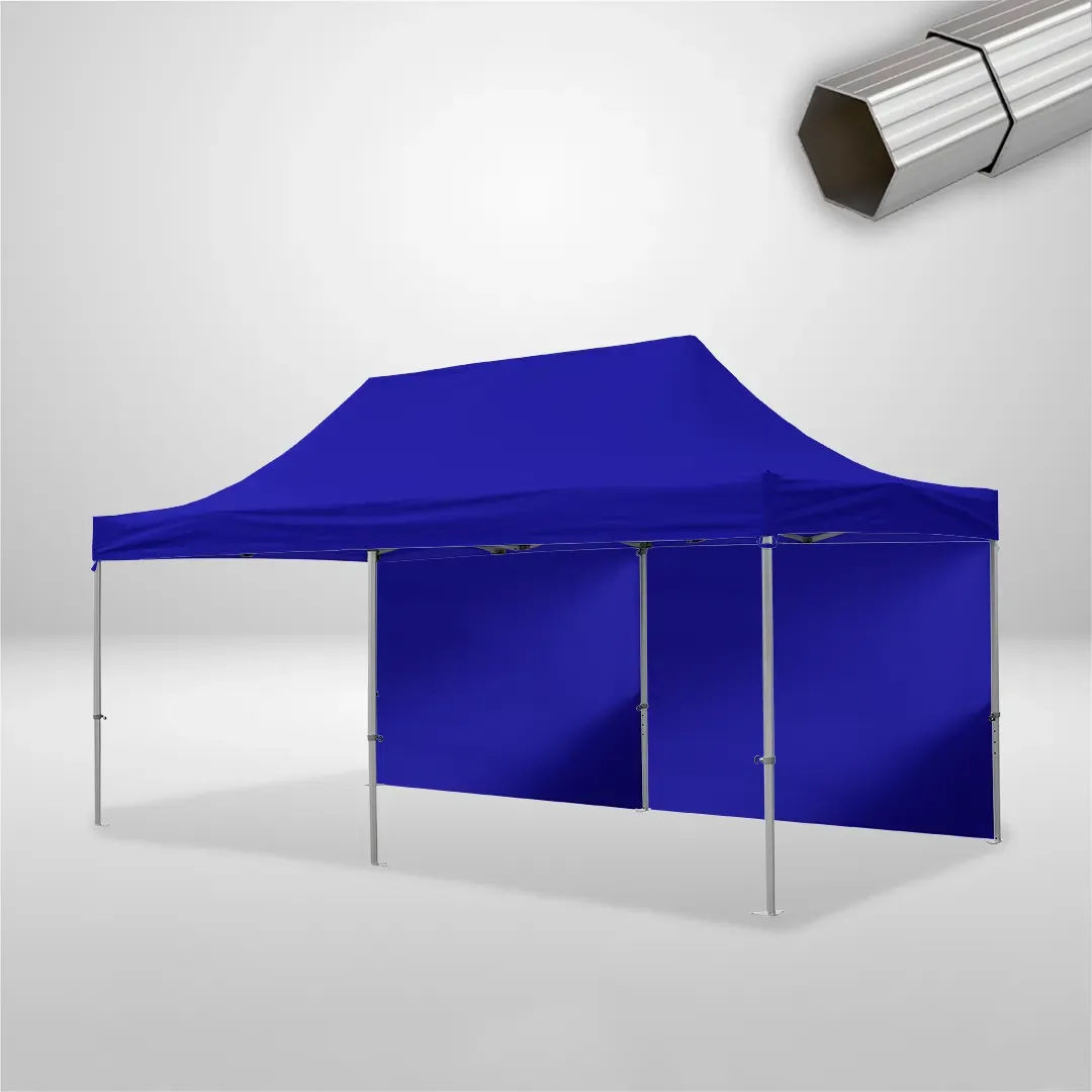 Carpa Plegable 6x3 m, Gama ELITE 50mm, 2 laterales lisos, azul