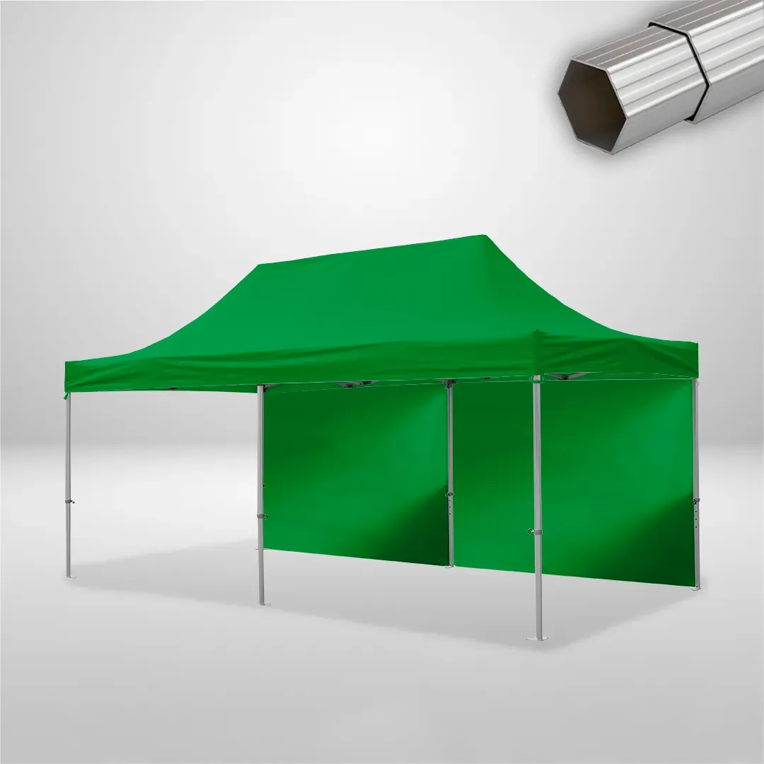 Carpa Plegable 6x3 m, Gama ELITE 50mm, 2 laterales lisos, verde botella