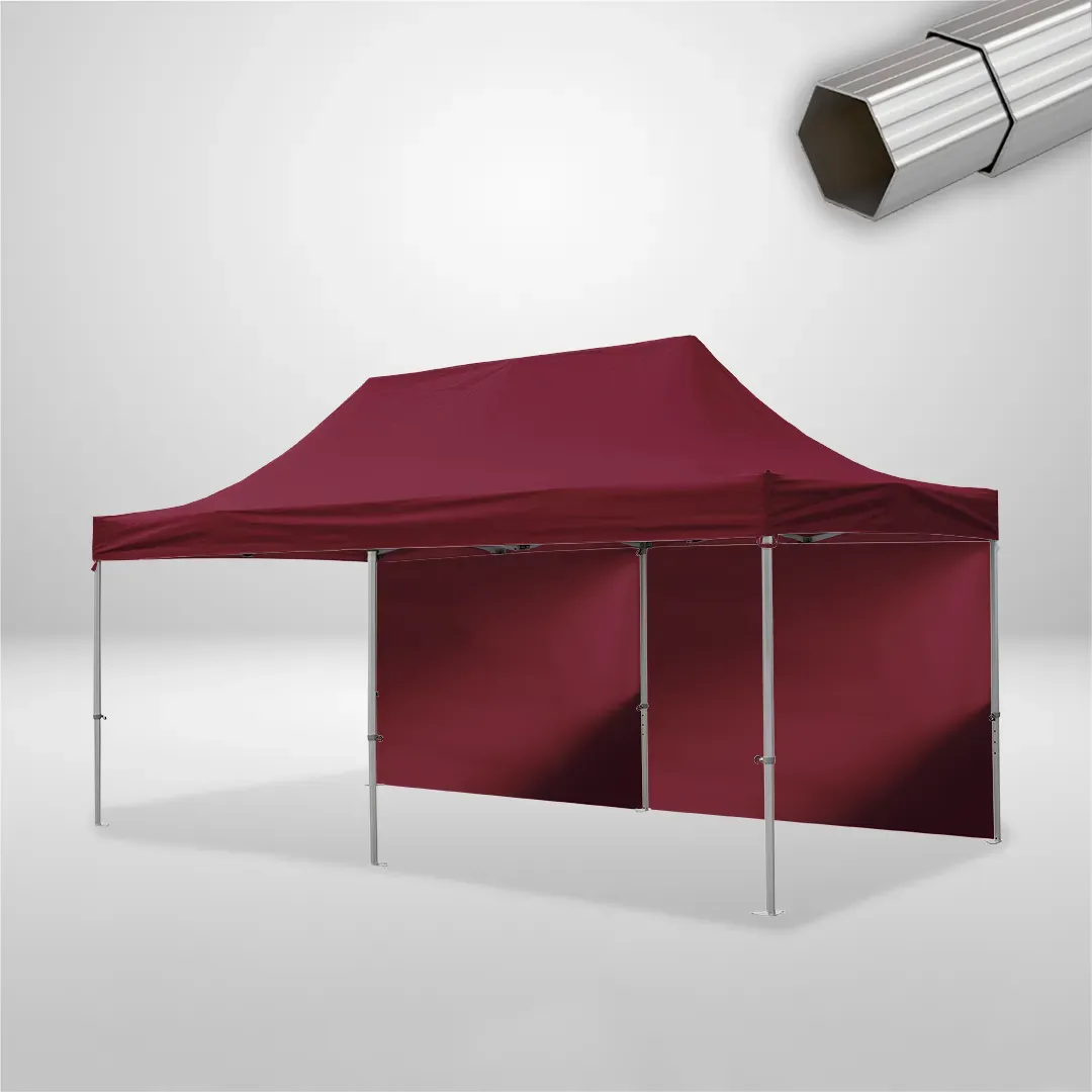 Carpa Plegable 6x3 m, Gama ELITE 50mm, 2 laterales lisos, burdeos