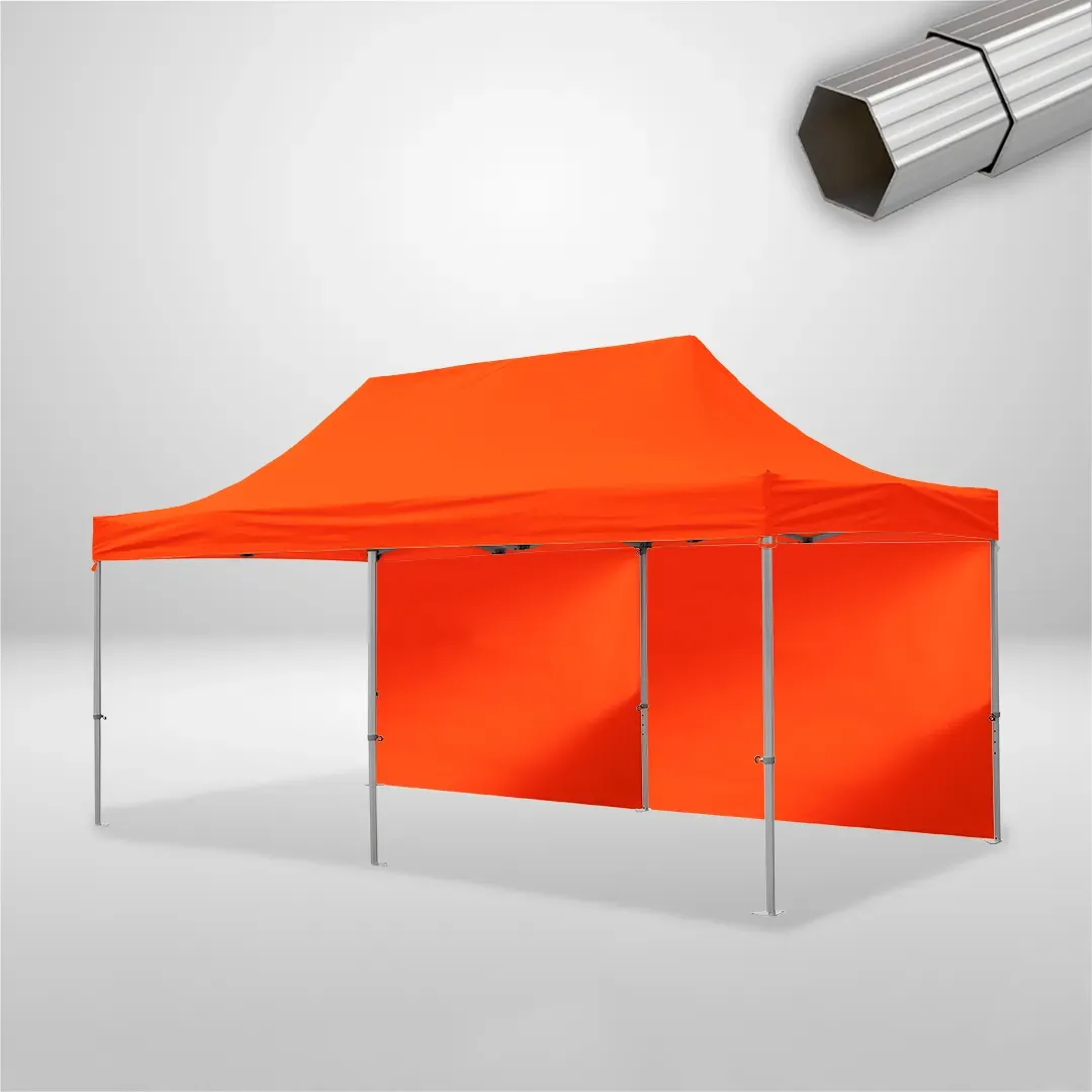 Carpa Plegable 6x3 m, Gama ELITE 50mm, 2 laterales lisos, naranja