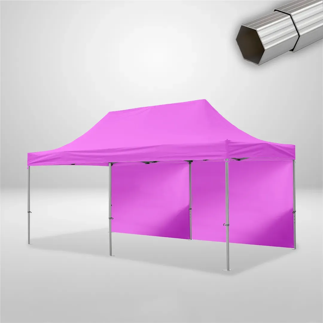 Carpa Plegable 6x3 m, Gama ELITE 50mm, 2 laterales lisos, rosa