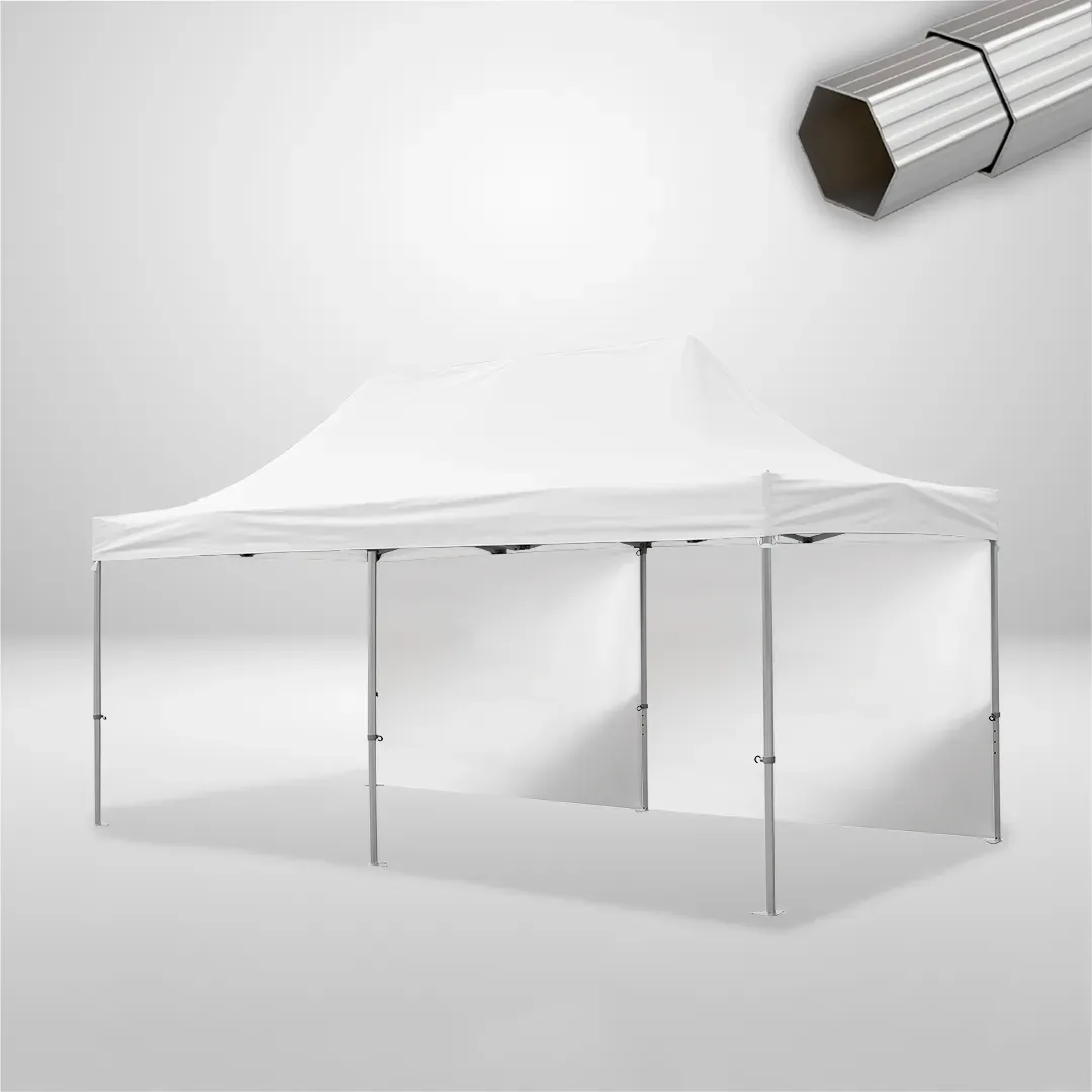 Carpa Plegable 6x3 m, Gama ELITE 50mm, 2 laterales lisos, blanco
