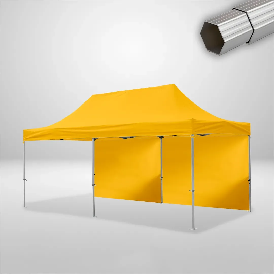 Carpa Plegable 6x3 m, Gama ELITE 50mm, 2 laterales lisos, amarillo